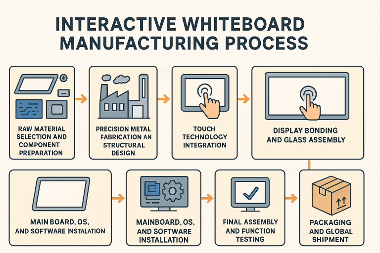 Proceso de fabricación de pizarra interactiva